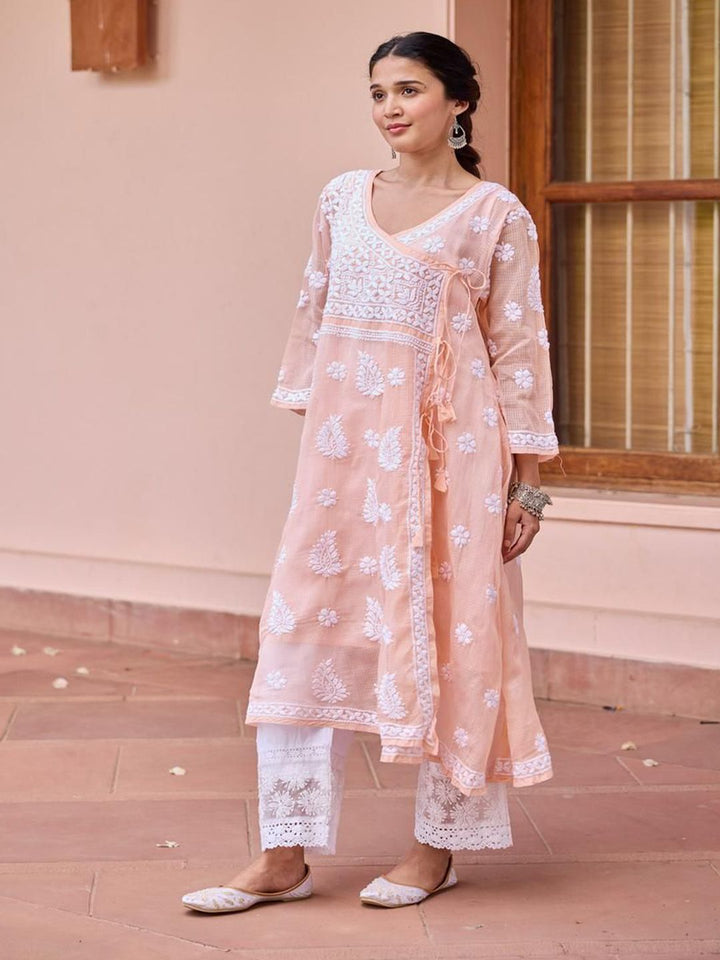 Rumah Wanita Chikankari Kurta Bersulam Pic Kota Chikankari