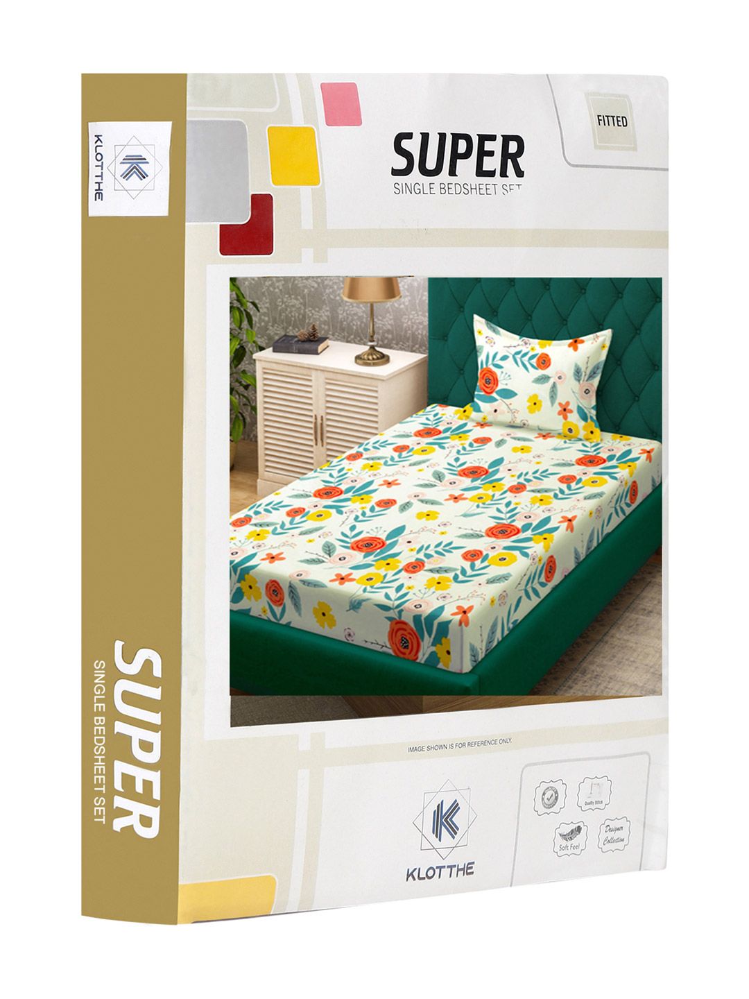 KLOTTHE White Floral Polycotton 300 TC Dilengkapi Cadar Bujang Halus dengan Sarung Bantal-87 x 59 inci