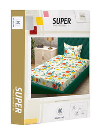 KLOTTHE White Floral Polycotton 300 TC Dilengkapi Cadar Bujang Halus dengan Sarung Bantal-87 x 59 inci