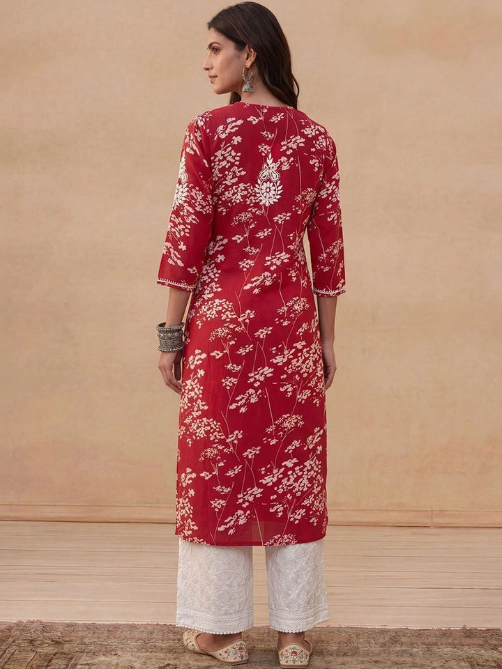 House of Chikankari Women Embellished Thread Work Kurta