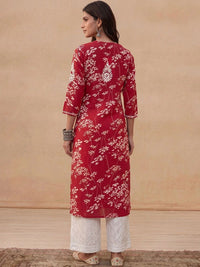 House of Chikankari Women Embellished Thread Work Kurta