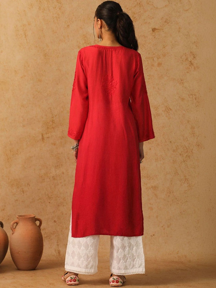 Rumah Wanita Chikankari Sulam Kurta Sutera Chanderi Chikankari