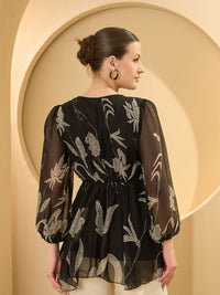 Antheaa Floral Print Chiffon Empire Top