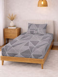 Myntra Elegant Homes Purple Geometric 300 TC Single Bedsheet with 1 Pillow Covers