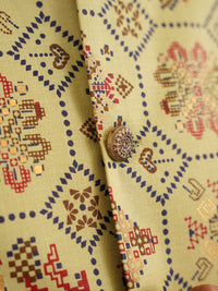 SOJANYA Ethnic Motifs Printed Mandarin Collar Kurta With Churidar And Nehru Jacket