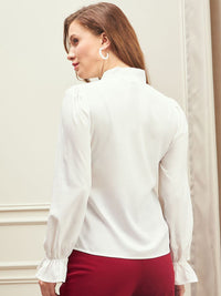 Berrylush Tie-Up Neck Bishop Sleeves Top