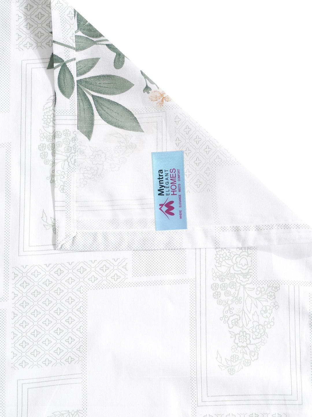 Myntra Elegant Homes White Floral 400 TC Super King Double Bedsheet dengan 2 Sarung Bantal