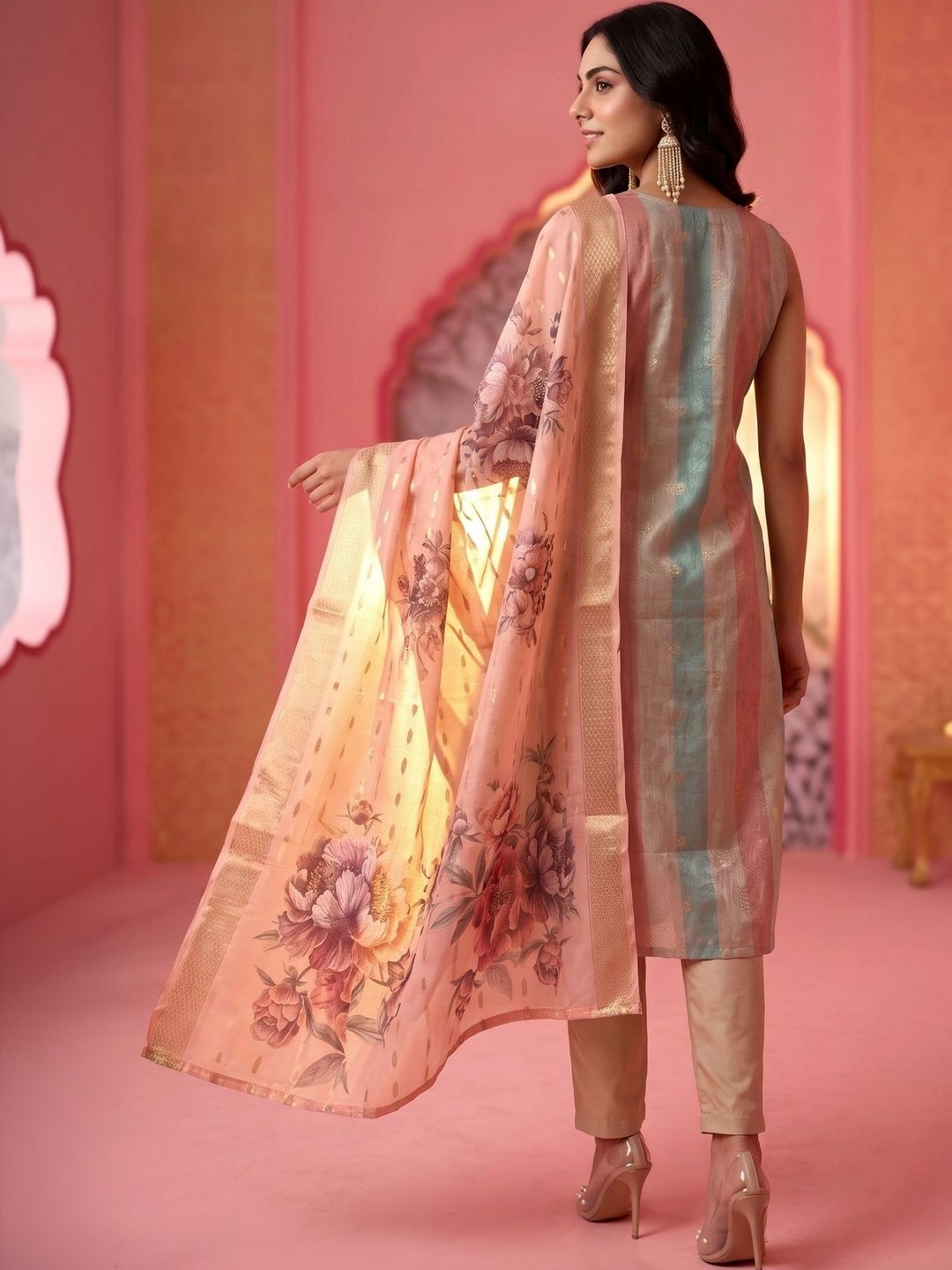Mamicha Women Regular Thread Work Kurta with Trousers & With Dupatta