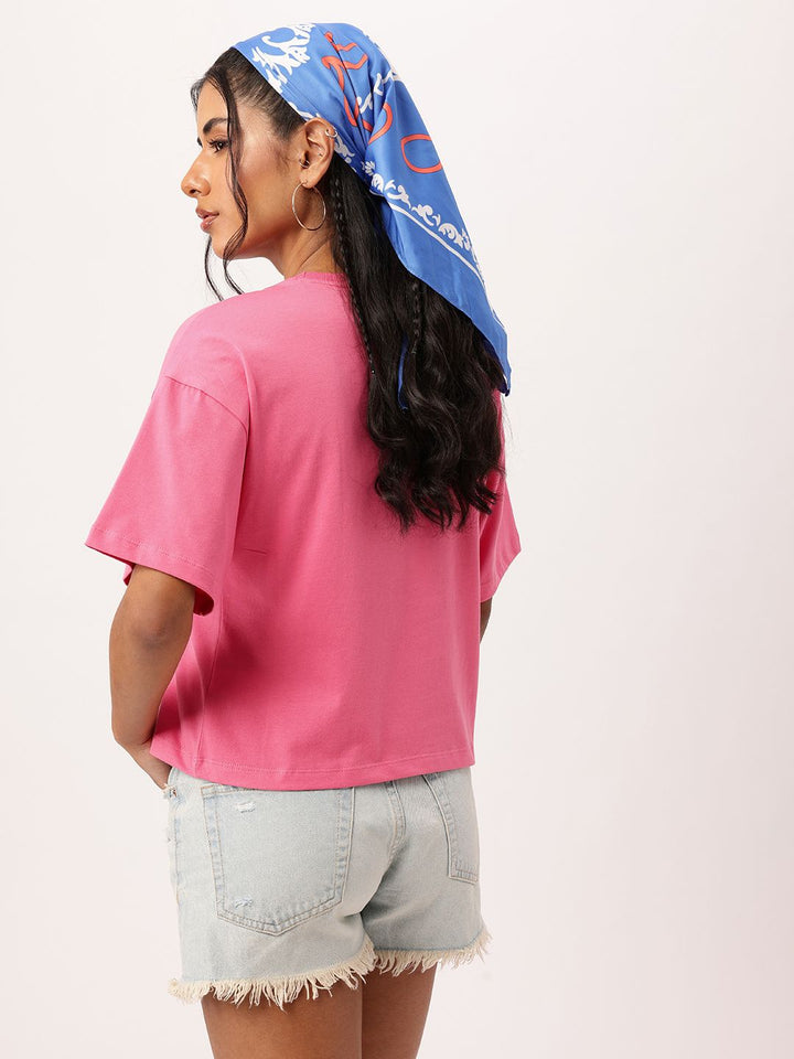 DressBerry Sunshine Smiles Elegantly Feminine Printed Boxy Crop T-shirt