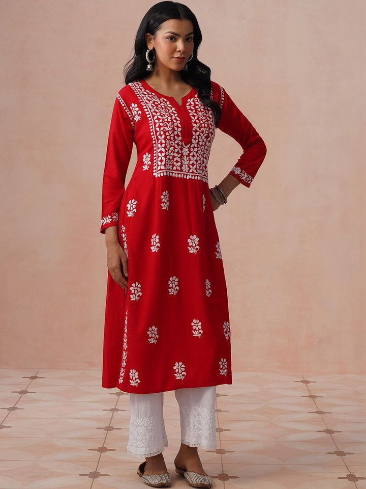 House of Chikankari Women Embroidered Chikankari Kurta
