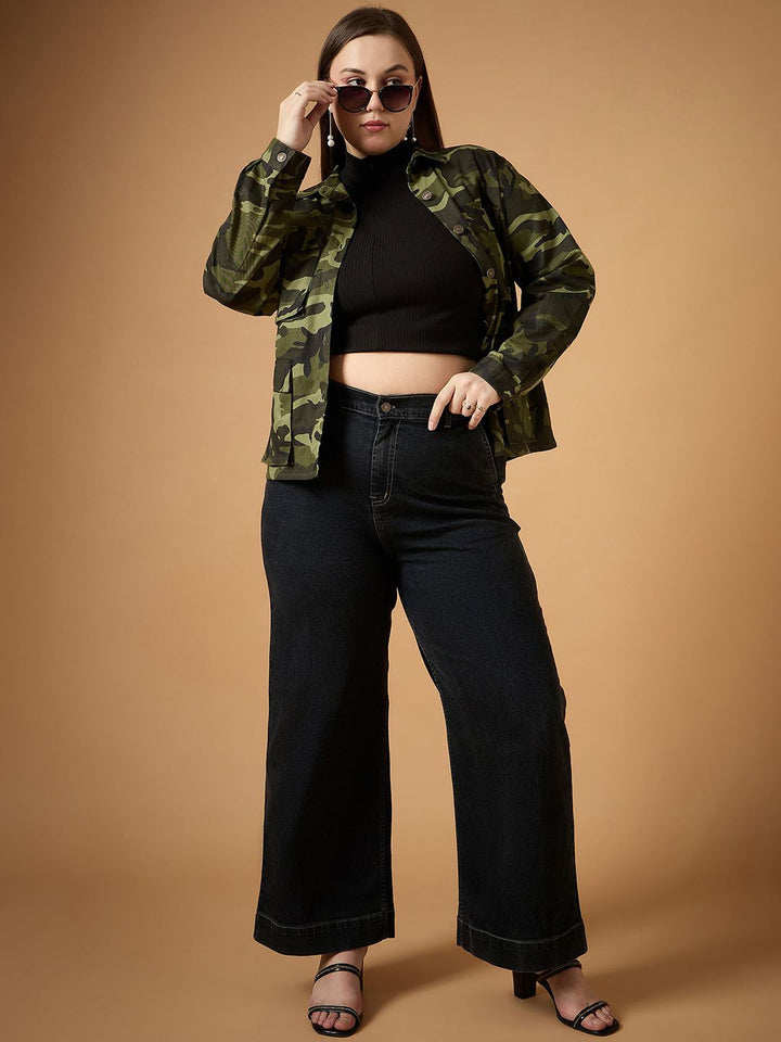 SASSAFRAS Curve Women Camouflage Tailored Jacket with Embroidered