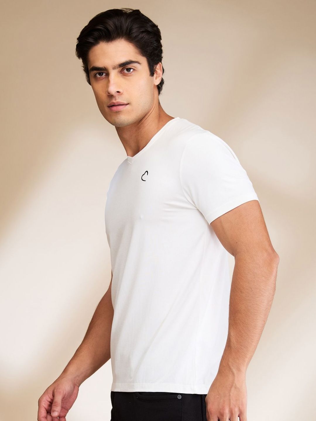 Being Human Men Solid V-Neck Cotton Slim Fit T-shirt