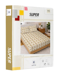 KLOTTHE Kuning & Hijau Bercetak 300 TC Cadar Katil Double Dengan 2 Sarung Bantal- 2.5 m x 2.25 m