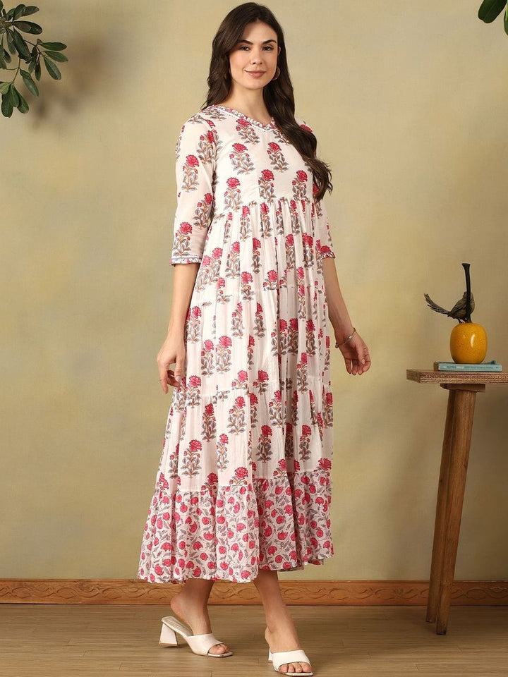 Mamicha Floral Print A-Line Maxi Dress