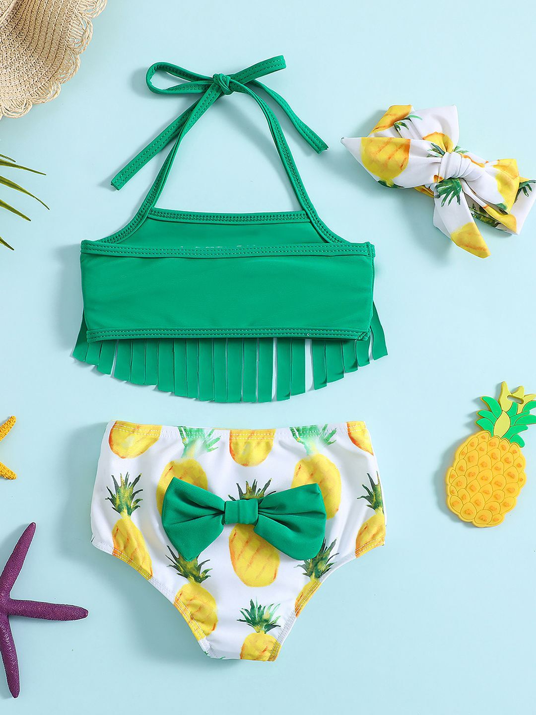 YK Infant Girls Halter Neck Top & Briefs Swim Set