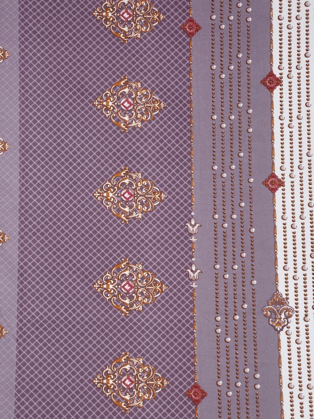 KLOTTHE Jaipuri Purple Ethnic Motifs Cotton 300 TC King Fine Bedsheet with 2 Pillow Covers-250 x 225 cm