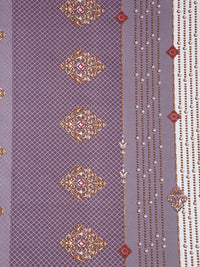 KLOTTHE Jaipuri Purple Ethnic Motifs Cotton 300 TC King Fine Bedsheet with 2 Pillow Covers-250 x 225 cm