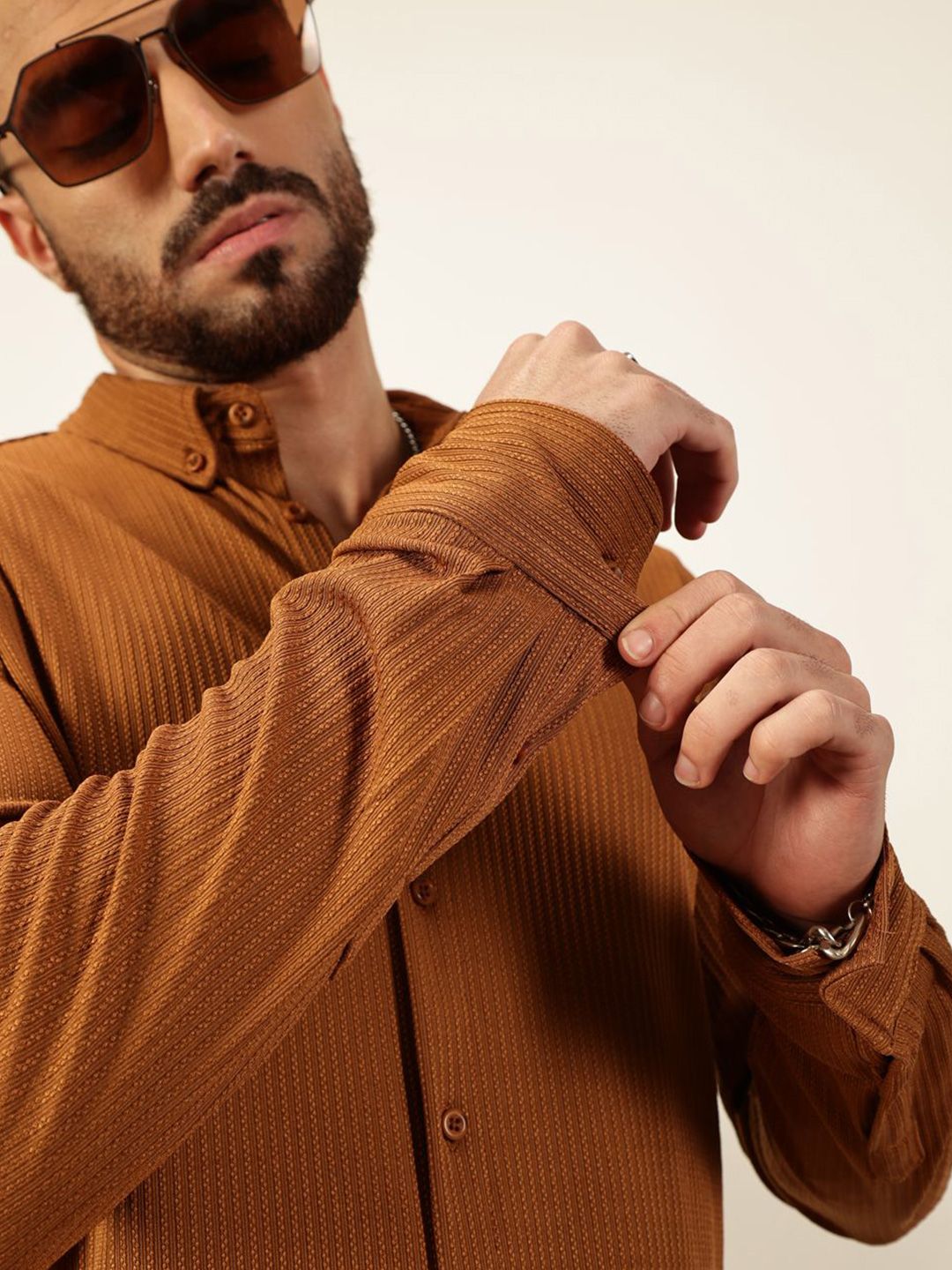 Thomas Scott 
Men Premium Slim Fit Vertical Stripes Textured Casual Shirt
