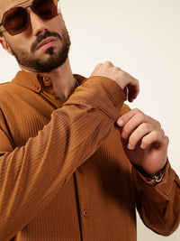 Thomas Scott 
Men Premium Slim Fit Vertical Stripes Textured Casual Shirt