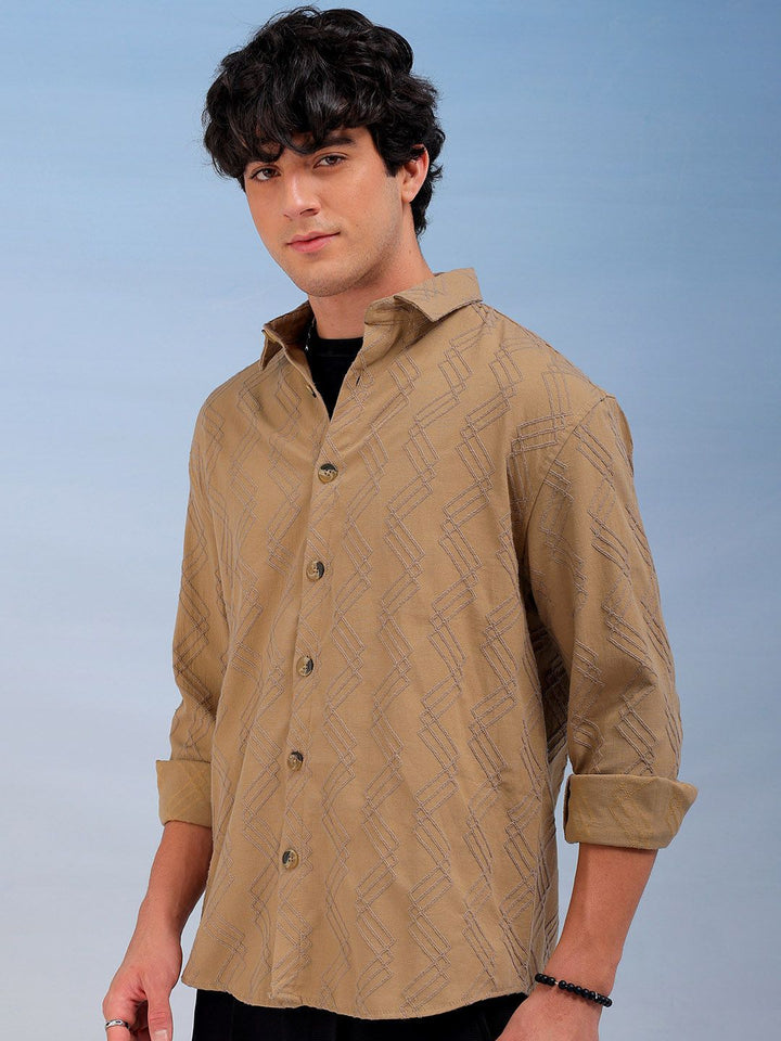 The Indian Garage Co Men Relaxed Fit Dobby Textured Resortwear Shirt