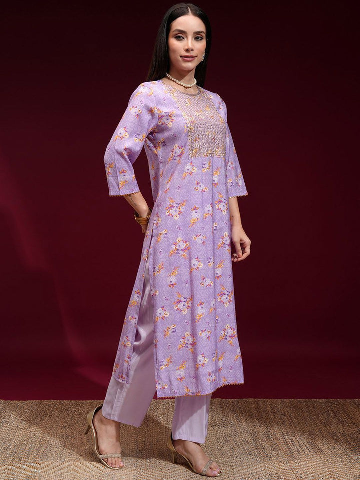 Vishudh Women Embroidered Yoke Printed Kurta with Solid Pant and Printed Dupatta