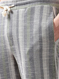 Eszett Striped Jacquard Spread Collar Pure Cotton Shirt With Trousers Co-Ord Set