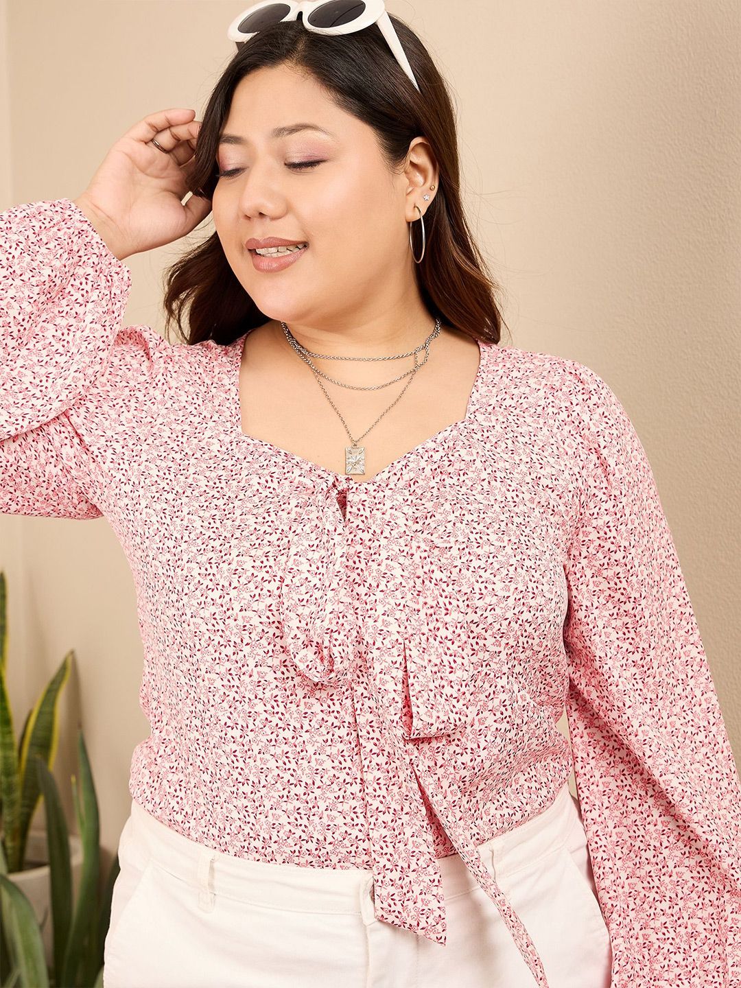 Berrylush Curve Floral Printed Plus Size Top
