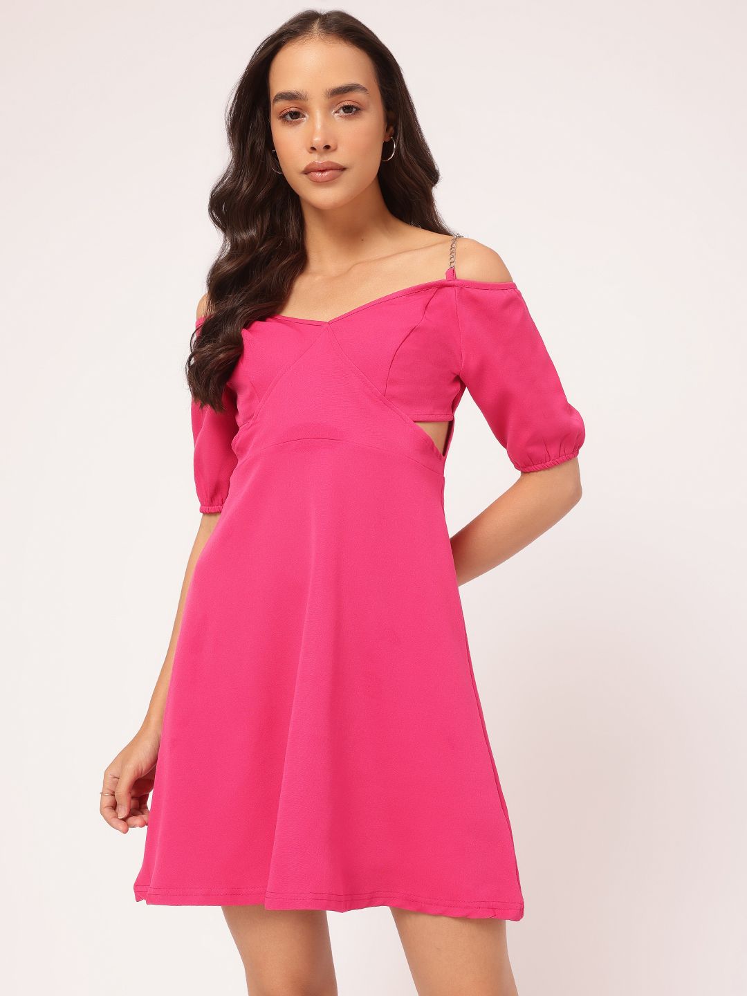 DressBerry Vibrant Vibes Cut Outs and Chain Detail A-Line Dress