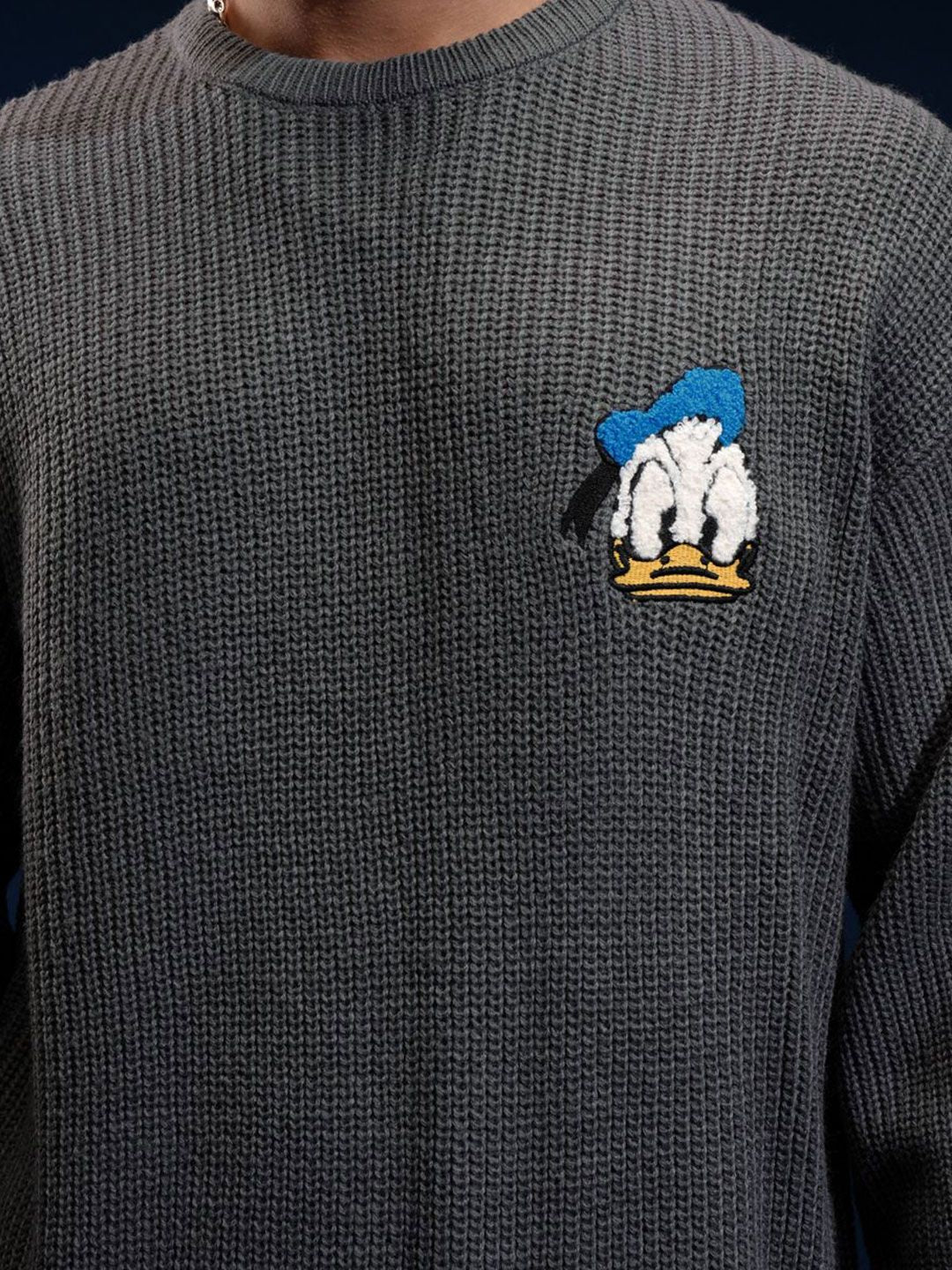 HIGHLANDER Disney Donald Duck Men Cable Knit Printed Pullover