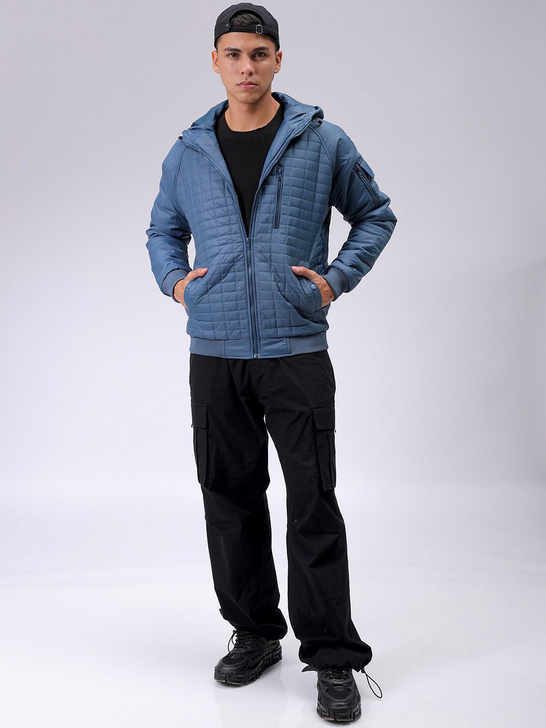 The Indian Garage Co Men Hooded Slim Fit Bomber Jacket