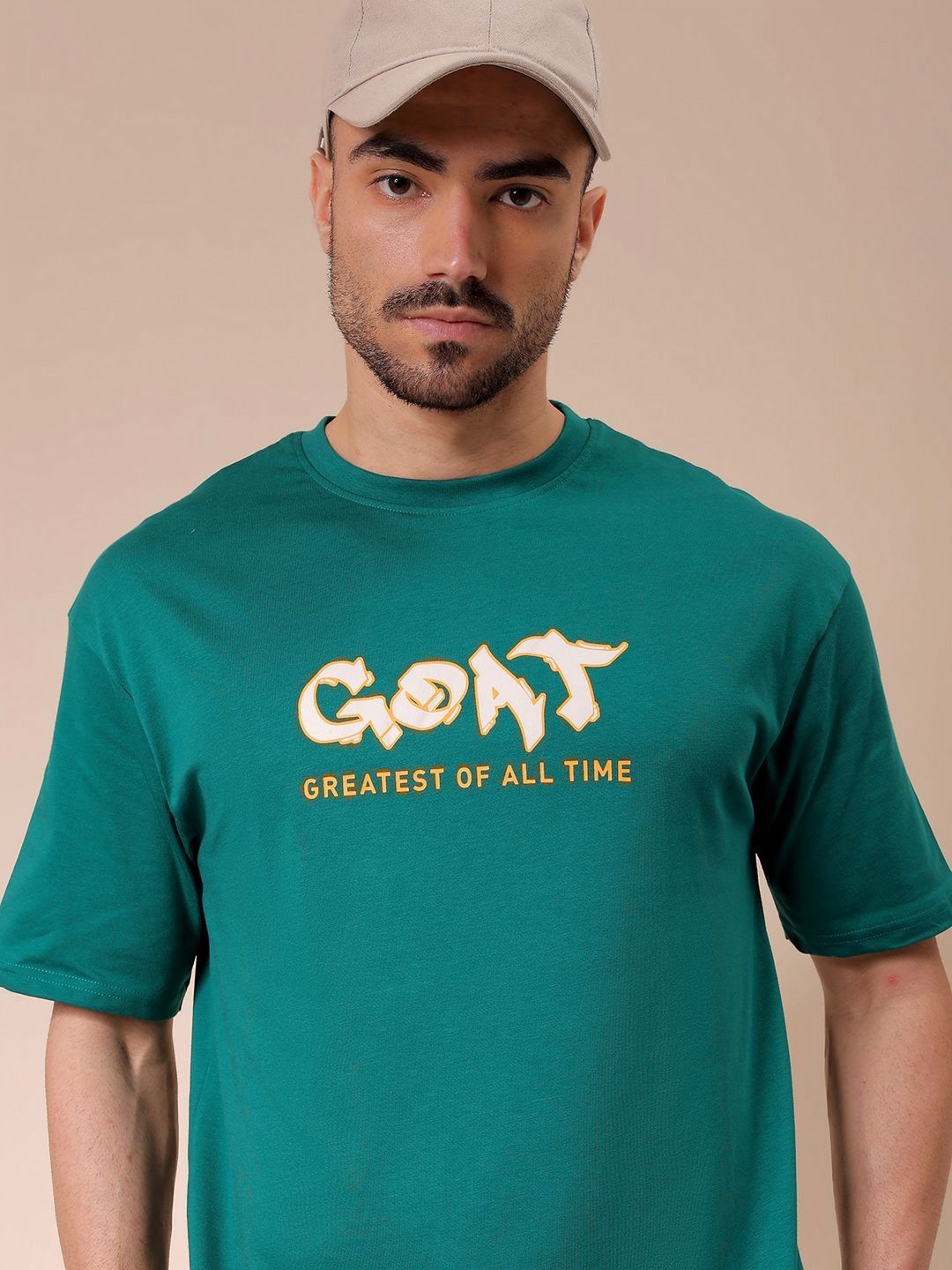 The Indian Garage Co Men Graphic Printed Round Neck Cotton Oversized T-shirt