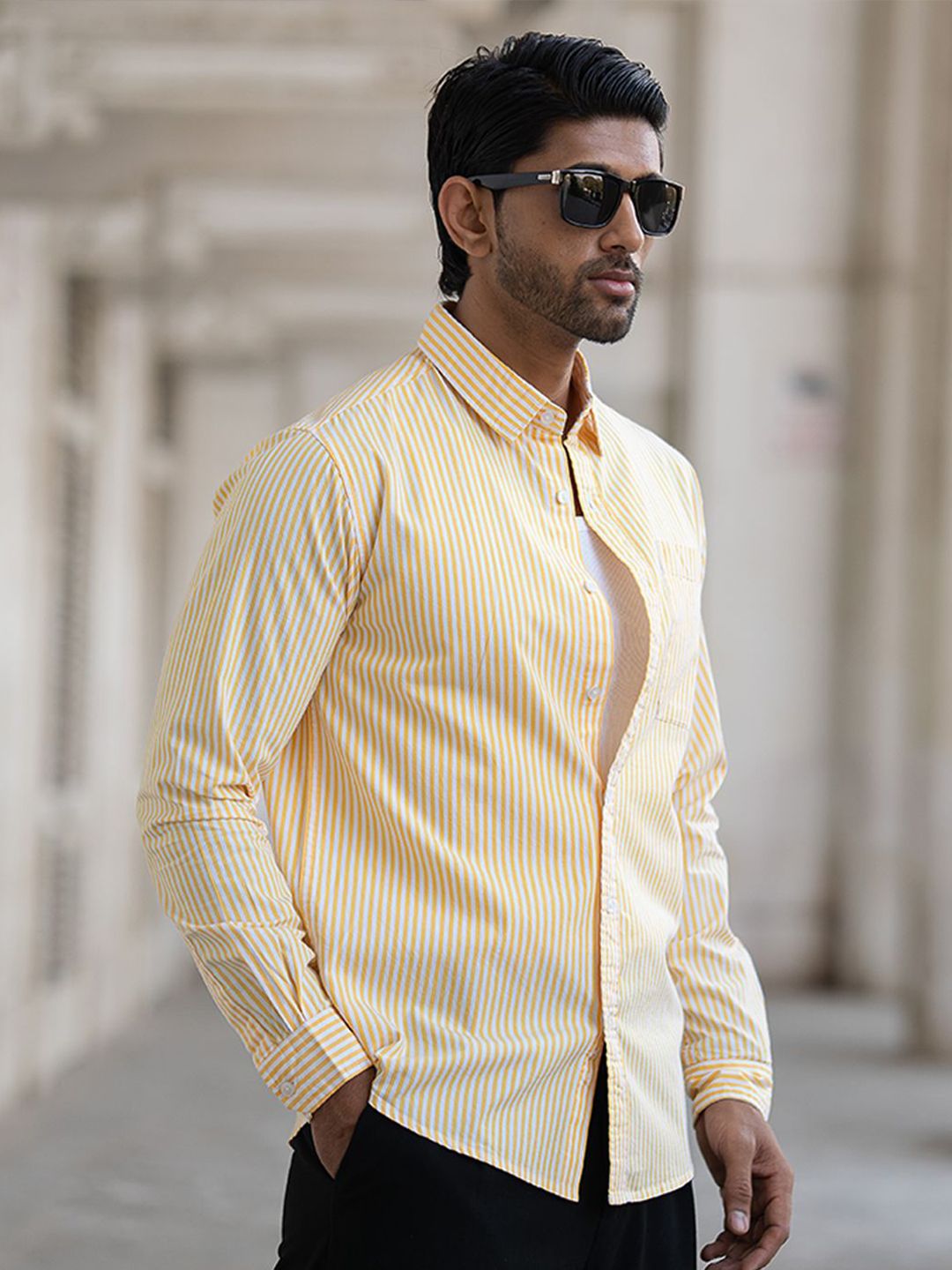 Powerlook Men Opaque Striped Casual Shirt