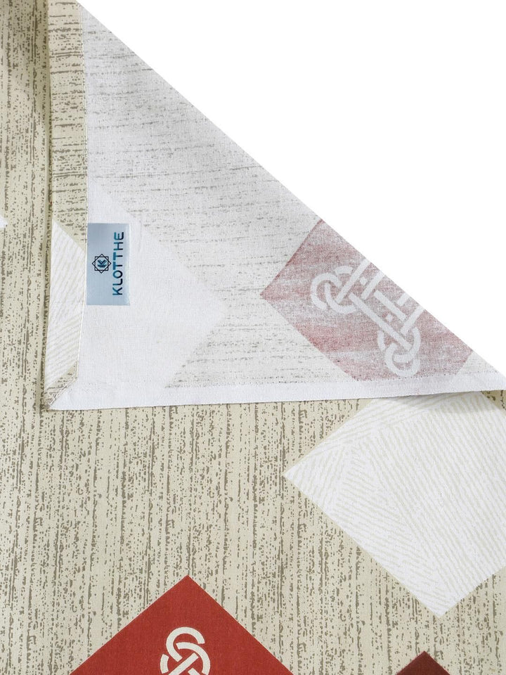 KLOTTHE Beige Geometric Cotton Single Bedsheets
