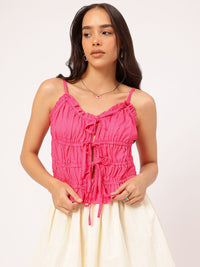 DressBerry Smocked Tie-Up Detail Top