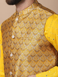 Anouk White Leheriya Embroidered Sequinned Pure Cotton Kurta with Churidar & Nehru Jacket