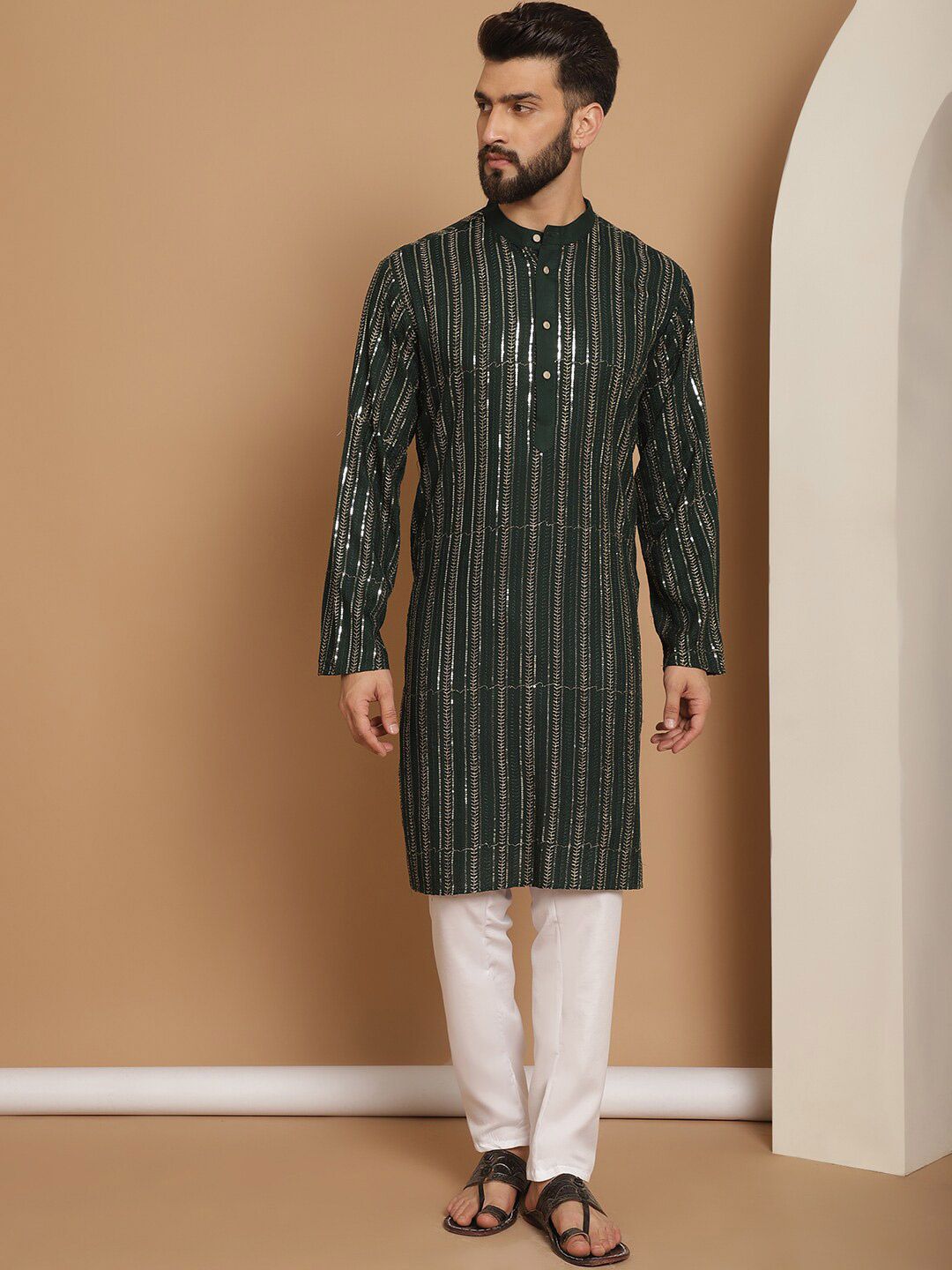 Anouk Embroidered Regular Thread Work Pure Cotton Kurta with Churidar
