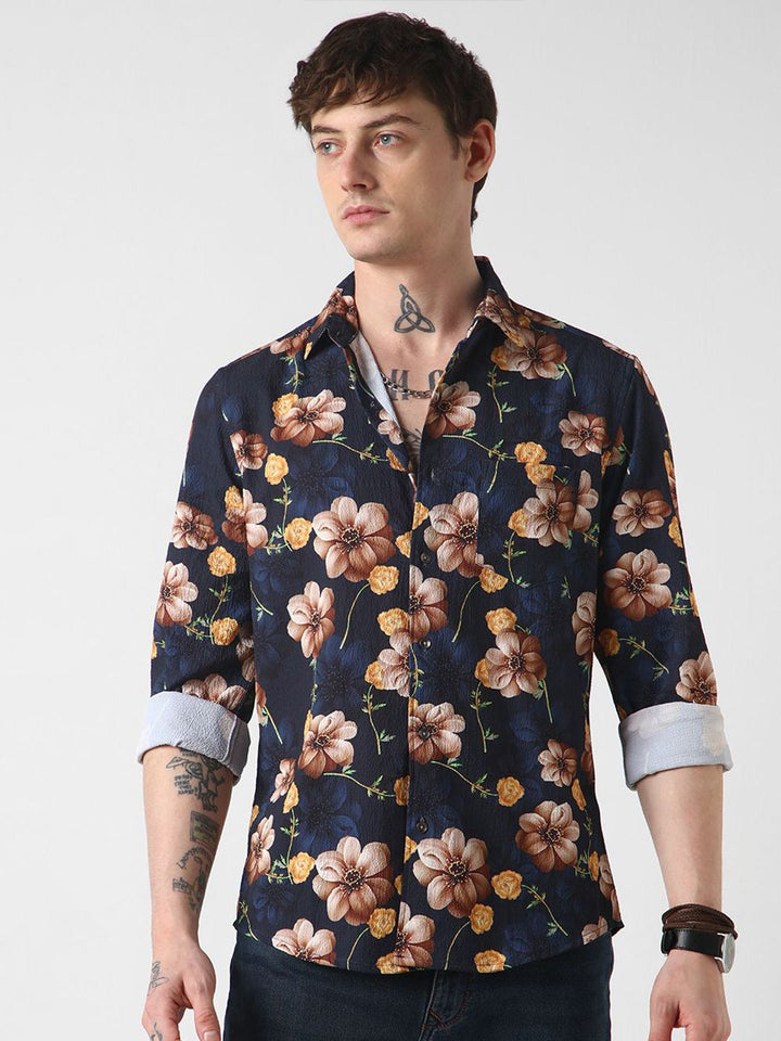 VASTRADO Men Slim Fit Floral Printed Opaque Casual Shirt