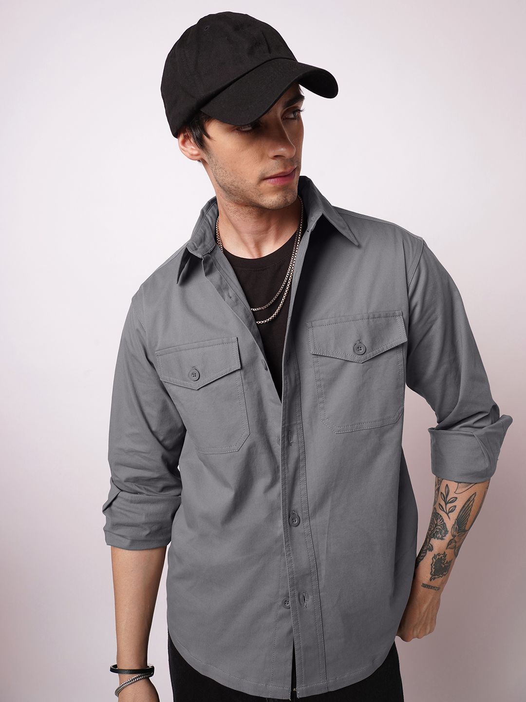 VASTRADO Men Classic Fit Solid Spread Collar Cotton Casual Shirt
