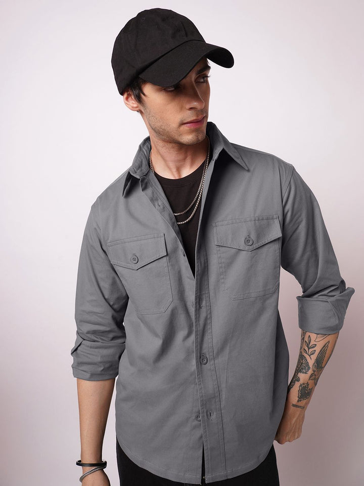 VASTRADO Men Classic Fit Solid Spread Collar Cotton Casual Shirt