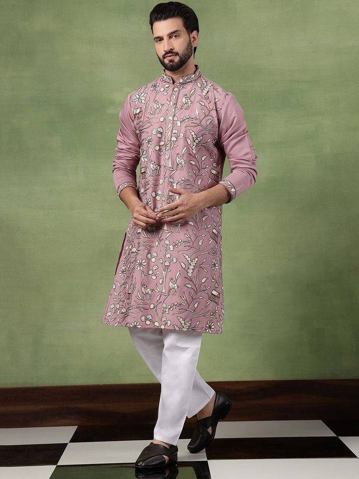 Anouk Men Animal Embroidered Regular Thread Work Pure Cotton Kurta with Pyjamas