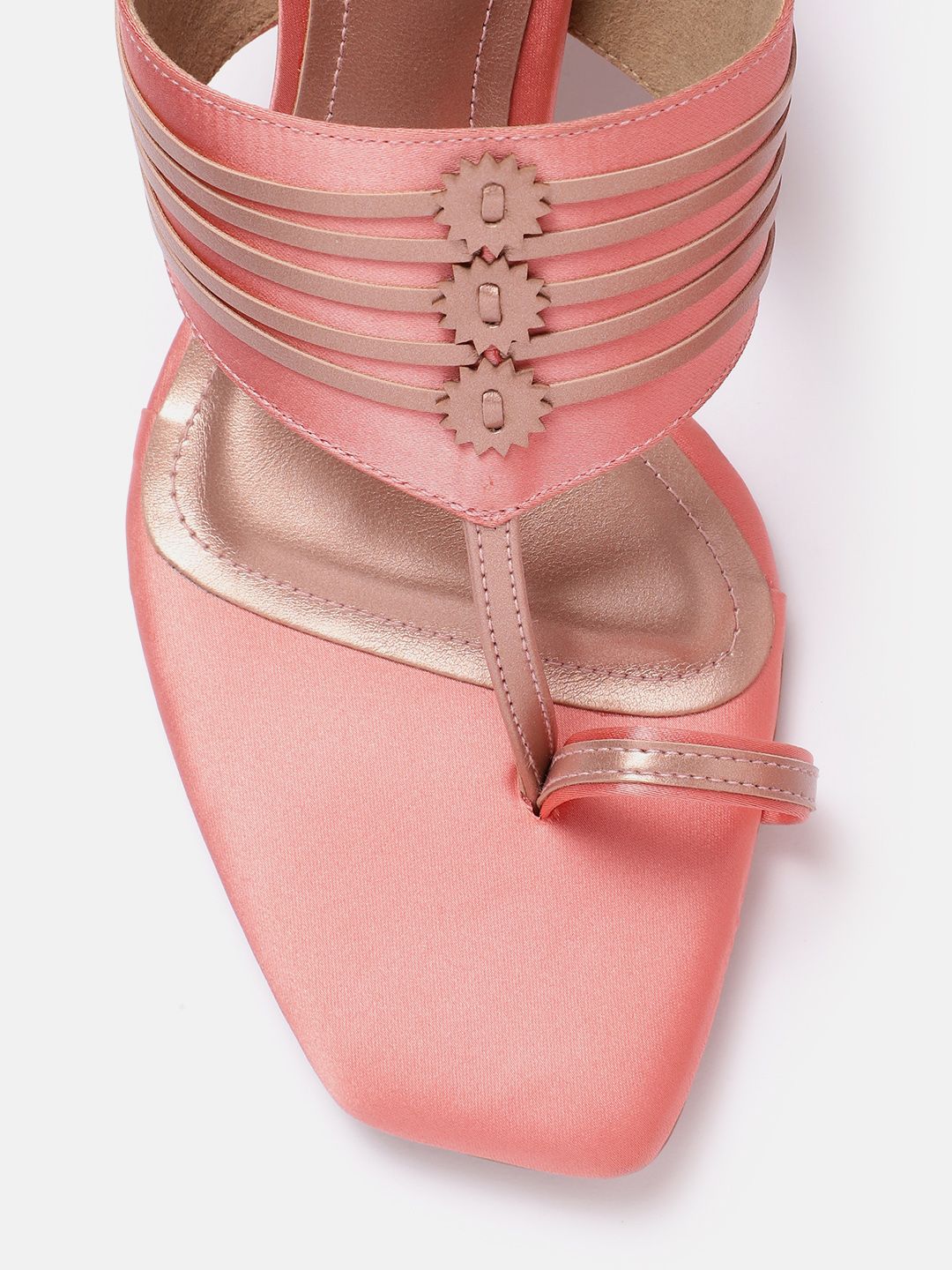 House of Pataudi Open Toe Striped Block Heels