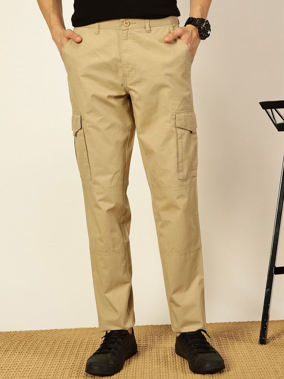 Thomas Scott Men Cricket Club Collection Cotton Mid-Rise Cargos Trousers
