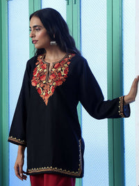 House of Chikankari Women Black Cotton Aari Sulam Kurta