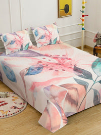 KLOTTHE White Floral Printed 400 TC Cadar King Superfine