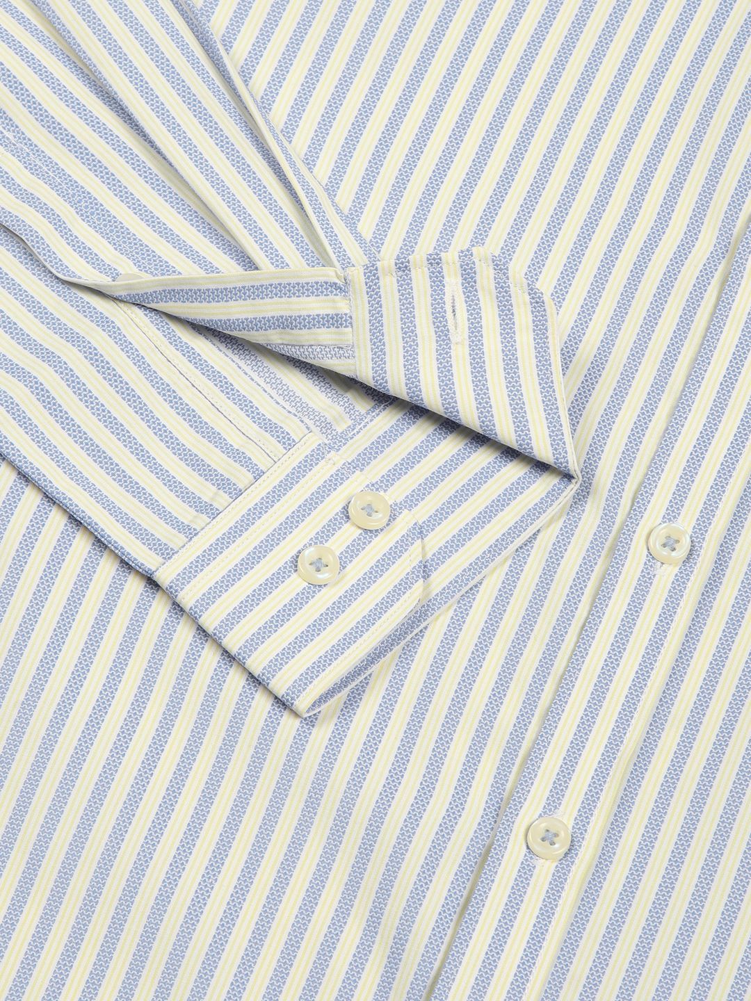 Thomas Scott Men Smart Cutaway Collar Vertical Striped Cotton Formal Shirt