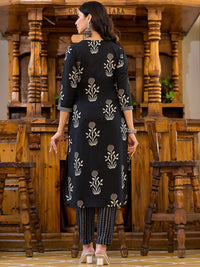 KALINI Ethnic Motifs Printed Sequinned Straight Kurta With Trousers & Dupatta