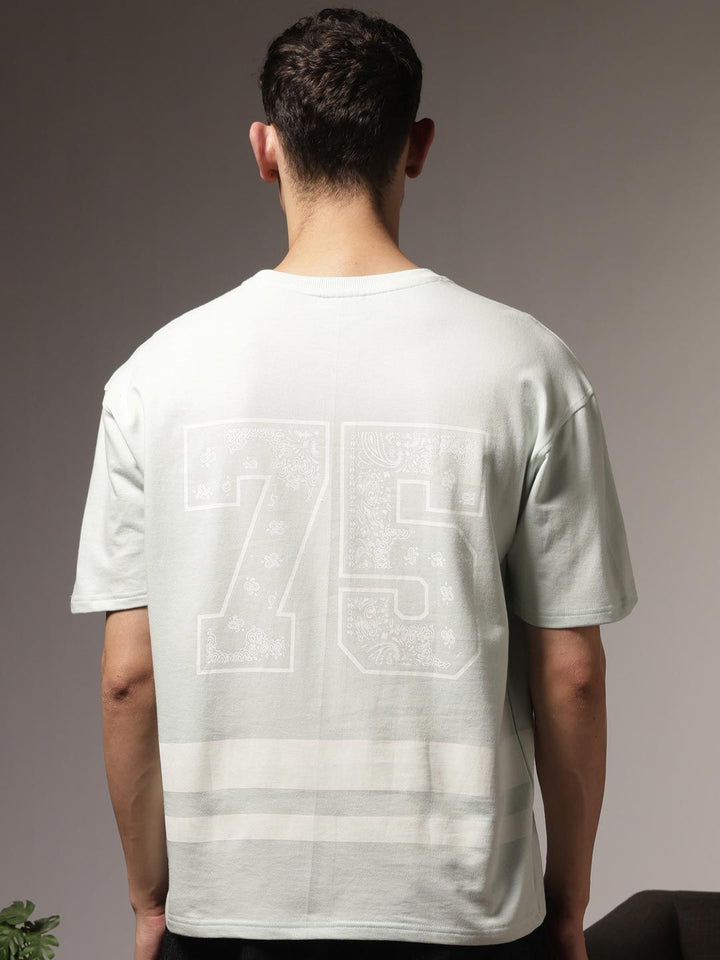 Eszett Ethnic Numero Brand Logo Cotton Round Neck Short Sleeves Oversized T-shirt