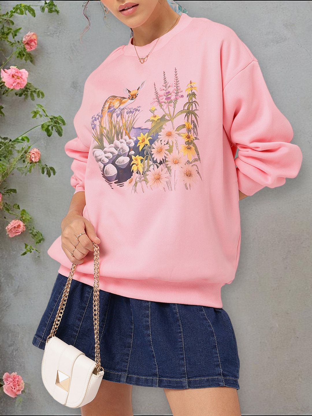 DressBerry Oversized Vibes Printed Sweatshirt
