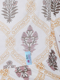 Myntra Elegant Homes White & Yellow Floral Printed Dilengkapi 300 TC King Bedsheet dengan 2 Sarung Bantal