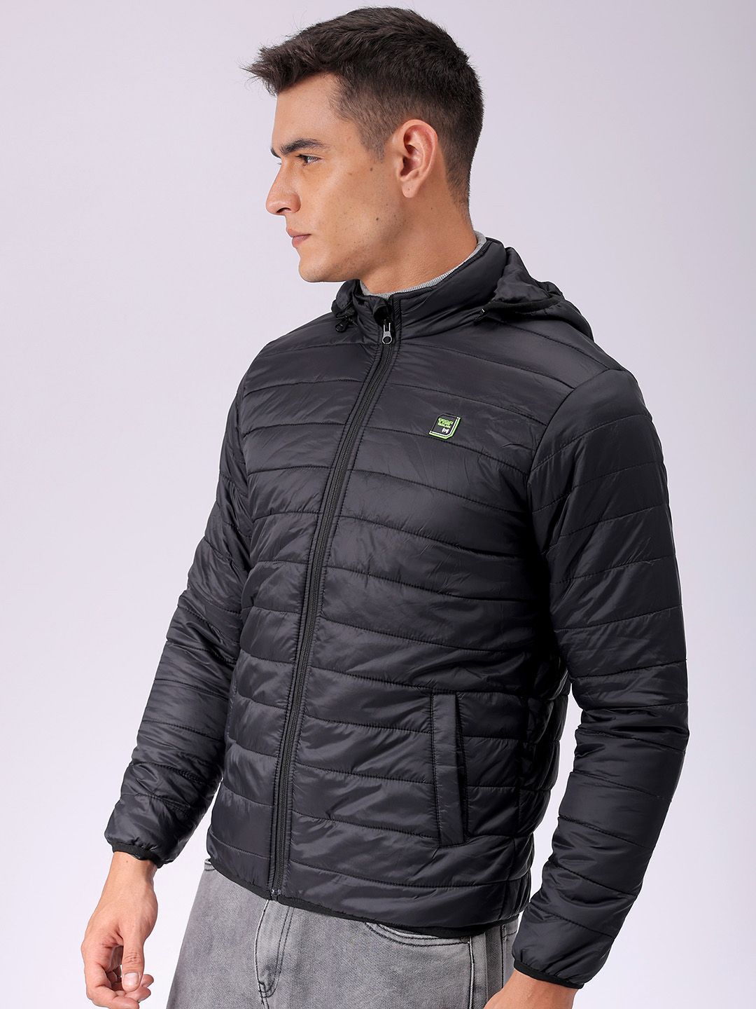 The Indian Garage Co Men Zip-Front Puffer Jacket with Detachable Hood